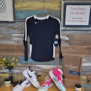 Nike Blue and White Long Sleeve Tee